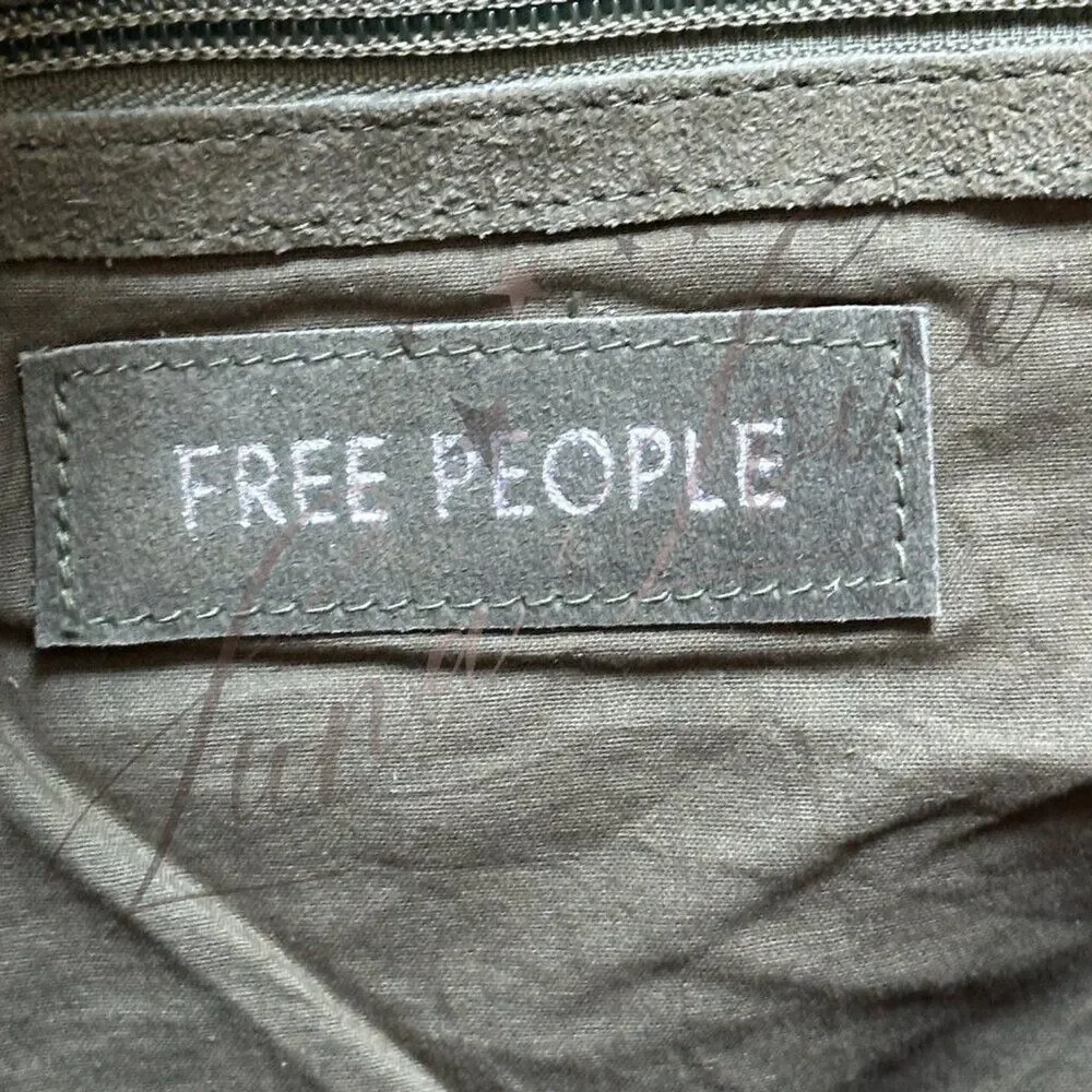 FREE PEOPLE Bobbi Slouch Suede Tote In Khaki / Olive NWT - Picture 8 of 9